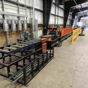 Bracing Section Roll Forming Line Complete automated C Bracing roll forming machine production line for pallet racking components.