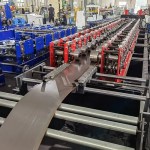 Automated coil feeder system ensures smooth, continuous input for the shelf panel roll forming machine.