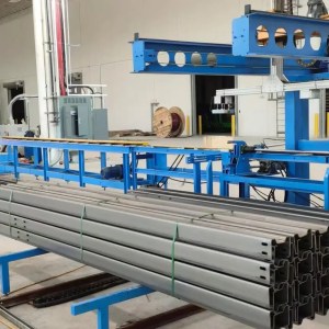 Sigma Purlin Roll Forming Machine(1) Complete Beli RollForming sigma purlin roll forming machine production line in a factory setting.