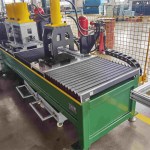 High-speed flying hydraulic cutting system on a medium speed strut channel roll forming machine.