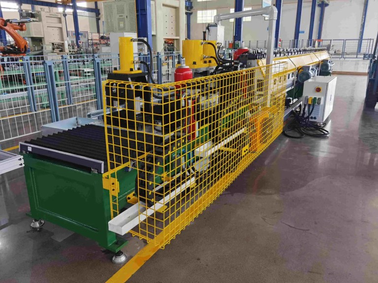 Advanced driven system of a medium speed strut channel roll forming machine.
