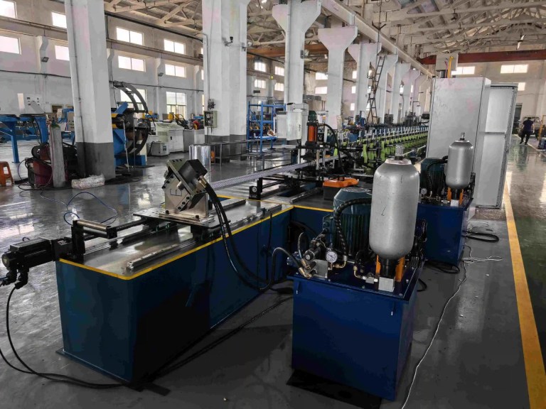 Robust GCr15 hardened steel rollers and forming stands inside the C Stud Roll Forming Machine, designed for durable light gauge steel forming.