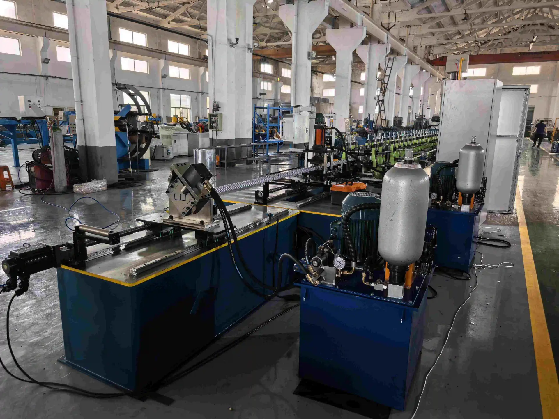 Robust GCr15 hardened steel rollers and forming stands inside the C Stud Roll Forming Machine, designed for durable light gauge steel forming.