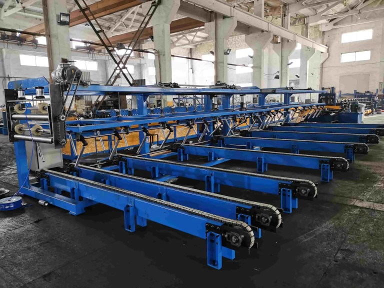 Auto Stacker system for finished metal panels from the Beli RollForming Dual Layer Roll Forming Machine.