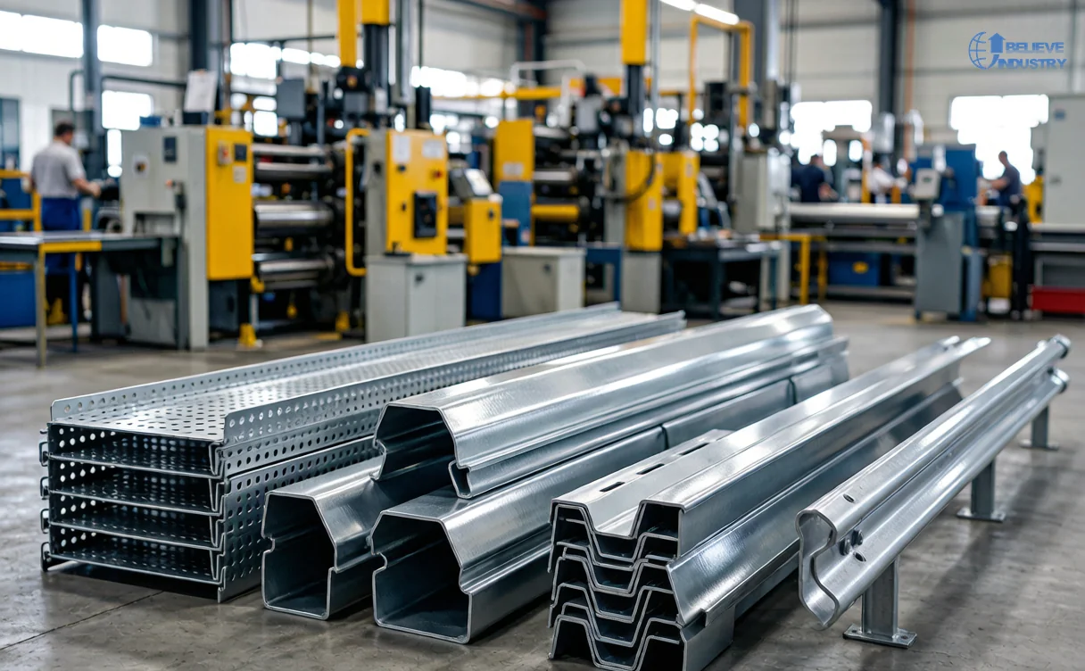 Roll-formed steel profiles produced on a roll forming line