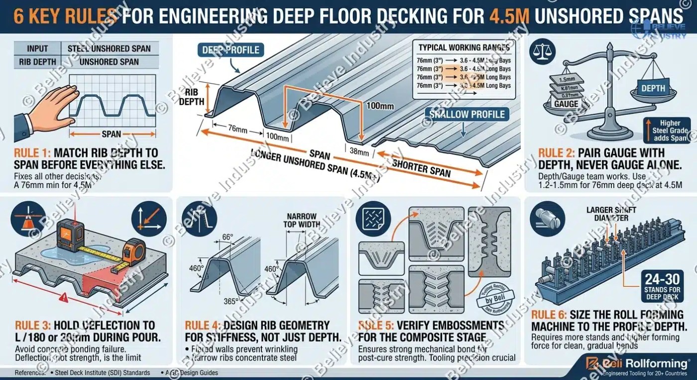 Long-Span Floor Deck Profiles_ 6 Rib Depth Engineering Rules for 4.5 m Unshored Spans
