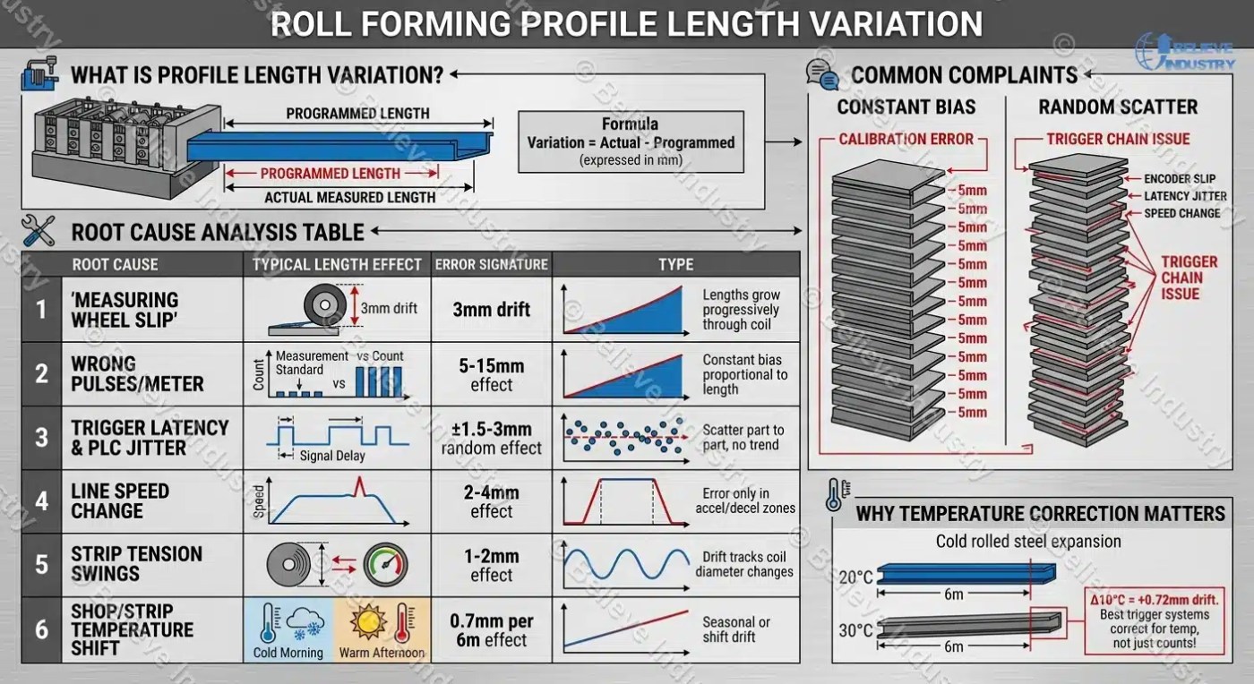 Roll forming Profile length variation